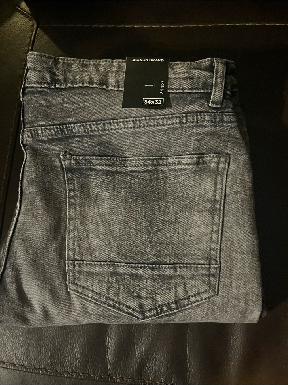 Reason Men’s Skinny Jeans 34x32 Black Gray Distressed Ripped NWT